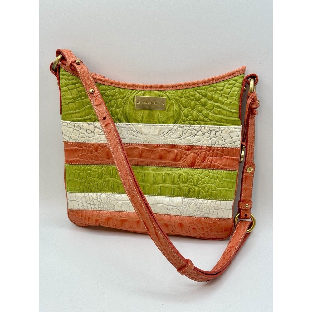 Brahmin Jody Crossbody Vineyard Fizz Tri Color Croc Leather Rare